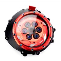 Aluminum CNC Clutch Cover with glass and upper clutch basket red