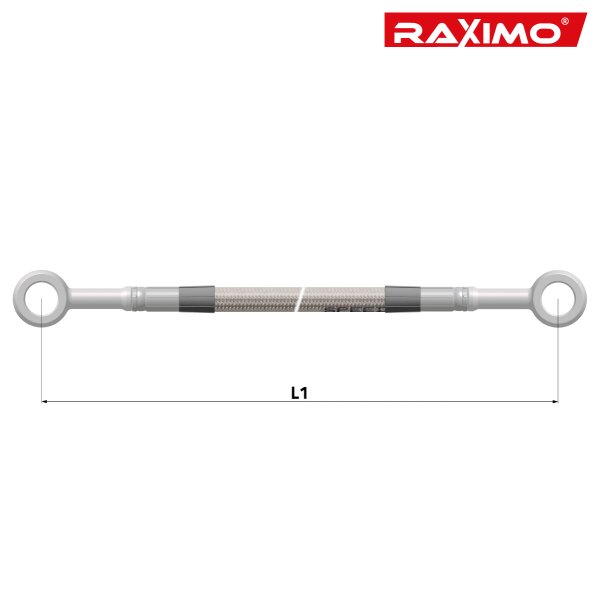 Raximo Configurateur Tuyau de frein tress&eacute; en acier inoxydable pour conduites de frein et dembrayage avec raccords comprim&eacute;s fixes