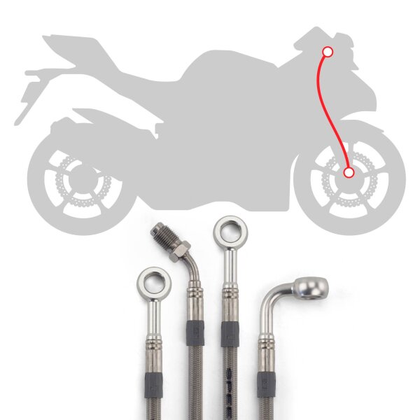 Stahlflex Bremsleitungkit vorne wie original verlegt für BMW K 100 100/K589 1985 für BMW K 100 100/K589 1985