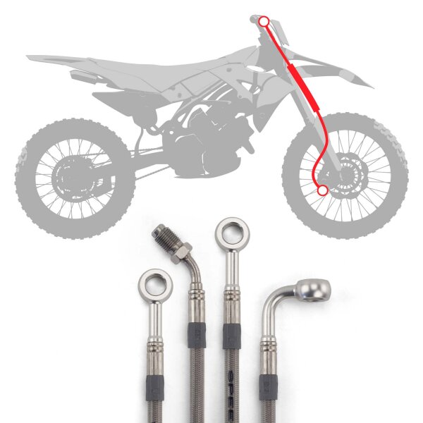 Raximo steel braided brake hose kit front installed like... for Model:  Kawasaki KMX 125 B MX125A B 1986-2003