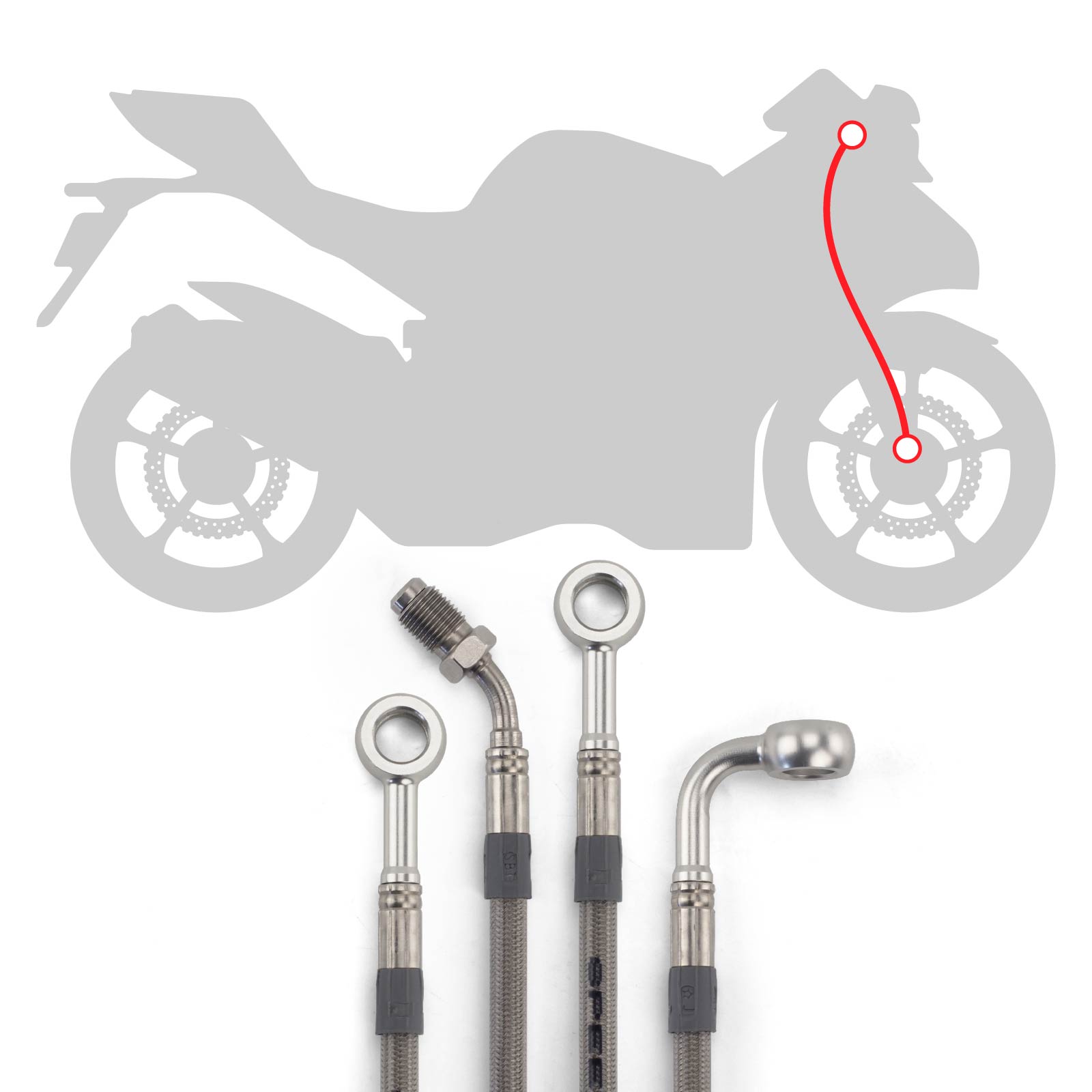 Raximo steel braided brake hose kit front installed like... for Model:  Triumph Trophy 1200 T300E(371) 1996-2003